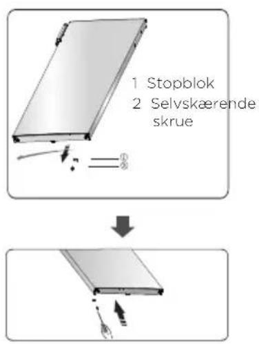1 Stopblok 2 Selvskærende skrue