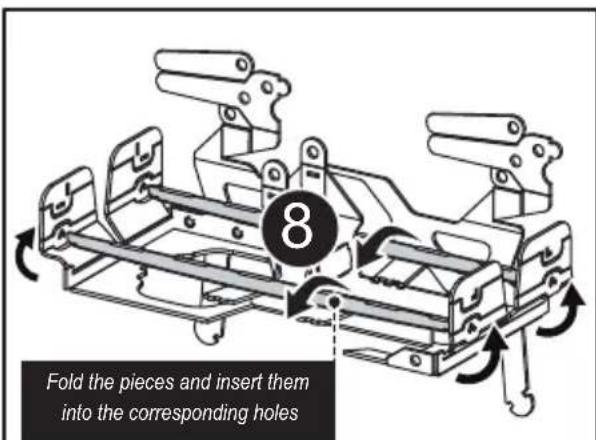 Fold the pieces and insert them into the corresponding holes