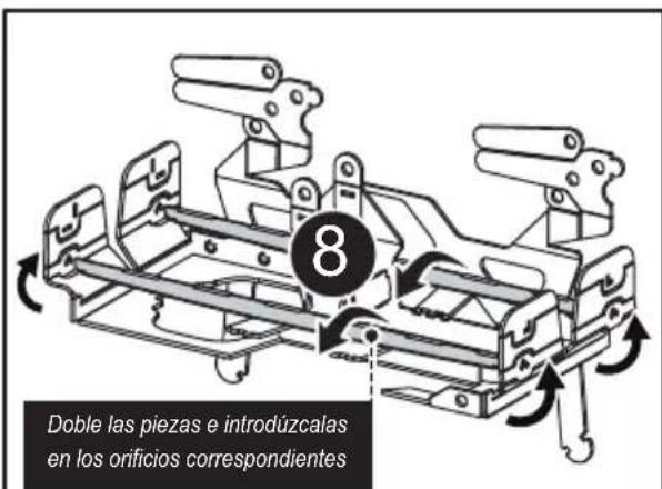 Doble las piezas e introdúzcalas en los orificios correspondientes