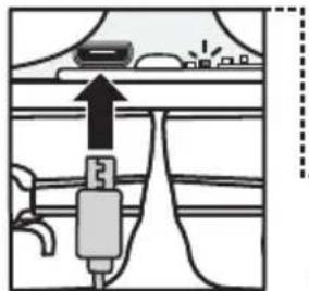 Diagram showing a device with an upward arrow and component, likely illustrating a process or installation procedure.