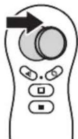 Diagram of a remote control interface with directional arrow and control buttons