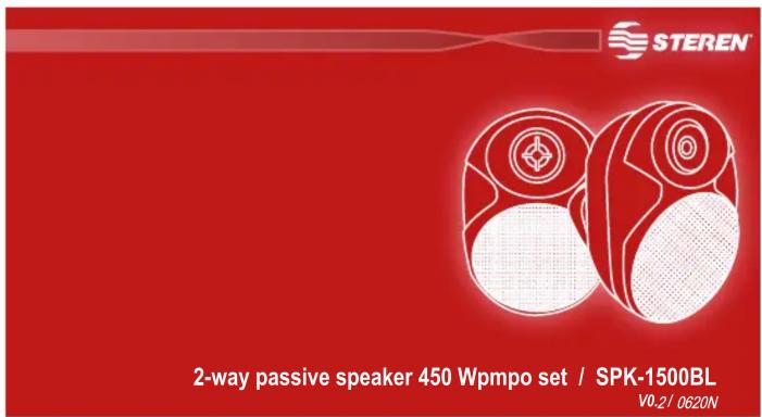 STEREN® 2-way passive speaker 450 Wpmpo set / SPK-1500BL V0.2/ 0620N