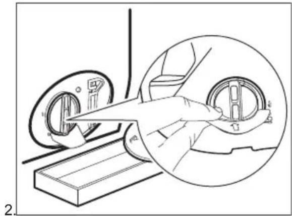 AEG L6FBI147P - Proceed as described in following diagrams to clean the pump filter: - 2