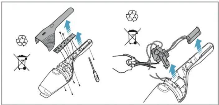 Diagram illustrating the installation of a device with labeled components and blue arrows indicating motion or force vectors.