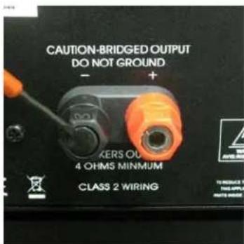 CAUTION-BRIDGED OUTPUT DO NOT GROUND - + KERS OUT 4 OHMS MINIMUM CLASS 2 WIRING