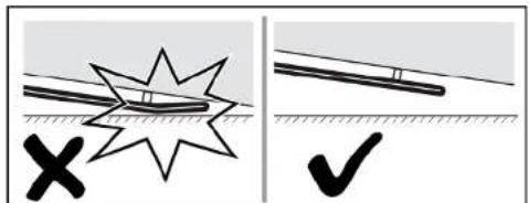 Diagram illustrating a collision between two objects with X and ✓ symbols, likely illustrating a collision or failure.
