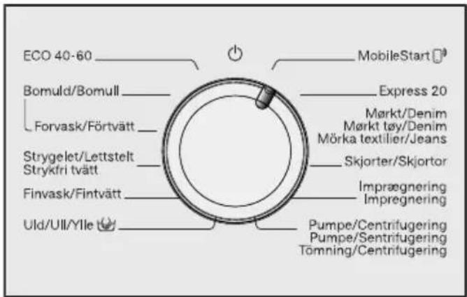 MIELE WWD 660 WCS - Valg af programmer via programvælgerposition MobileStart ☐ og Miele-appen - 1