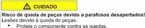 CUIDADO Risco de queda de peças devido a parafusos desapertados! Lesões devido à queda de peças. ► Proteja o componente contra as quedas.