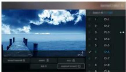 Screenshot of a video editing software interface showing a blue sky with a wooden pier and effect controls