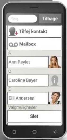 Søg Tilbage + Tilføj kontakt QQ Mailbox A Ann Reylet C Caroline Beyer E Elli Andersen Valgmuligheder Slet