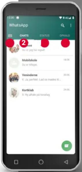 WhatsApp CHATS STATUS OPKALD 2 Mobilskole 18.06. Du er Mifojes Veninderme 20.06. K. Ja, perfekt: Lad os imades kl.. Kortklub 24.06. S. Ny aftale på torsdag