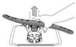 Diagram of a hand operating a device with labeled parts A, B, C, D and a brush, showing internal components and wiring.