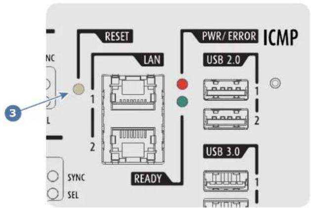 RESET LAN PWR/ ERROR ICMP 1 2 2 READY USB 2.0 USB 3.0 SYNC SEL