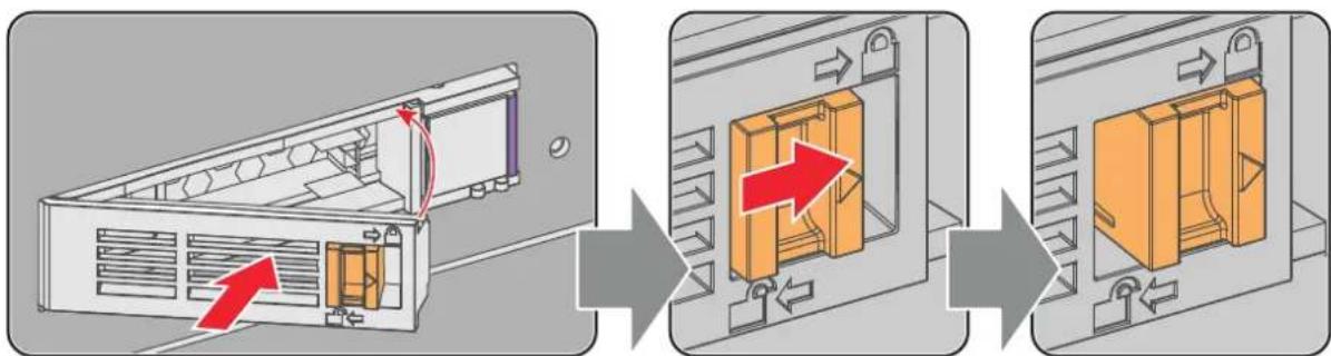 Diagram illustrating the process of device ventilation or ventilation system, showing three stages: opening, inserting into a box, and finally adjusting or maintaining a panel.