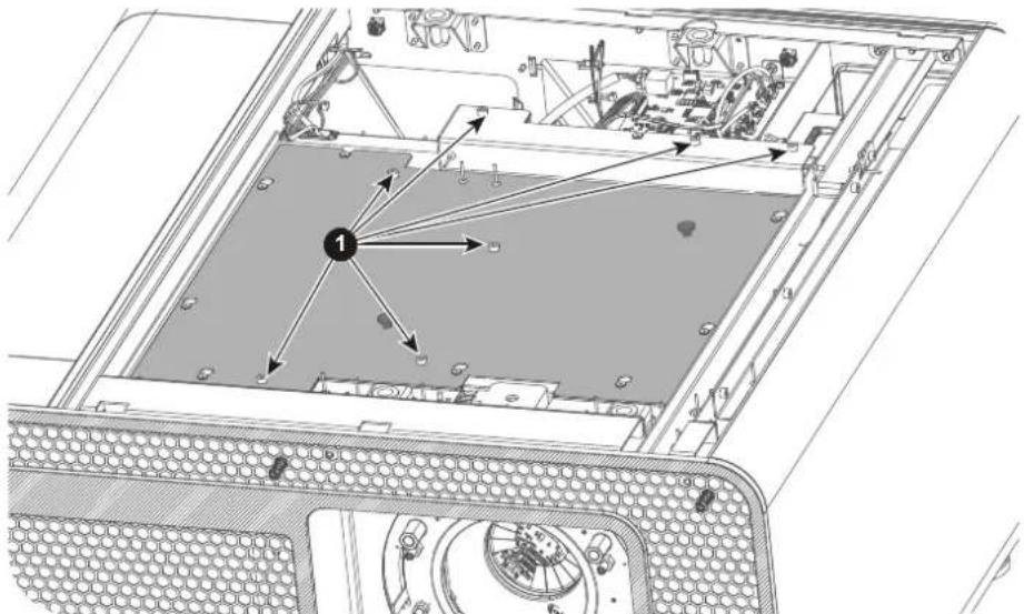 Technical diagram of an electronic device interior with labeled components and directional arrows indicating flow or movement.