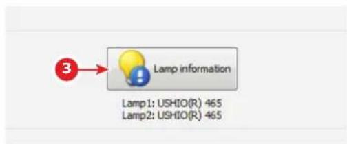 3 Lamp information Lamp1: USHIO(R) 465 Lamp2: USHIO(R) 465