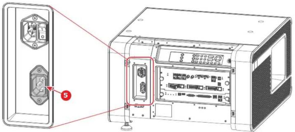 Technical diagram showing internal components of a device with labeled parts and a numbered annotation '5'