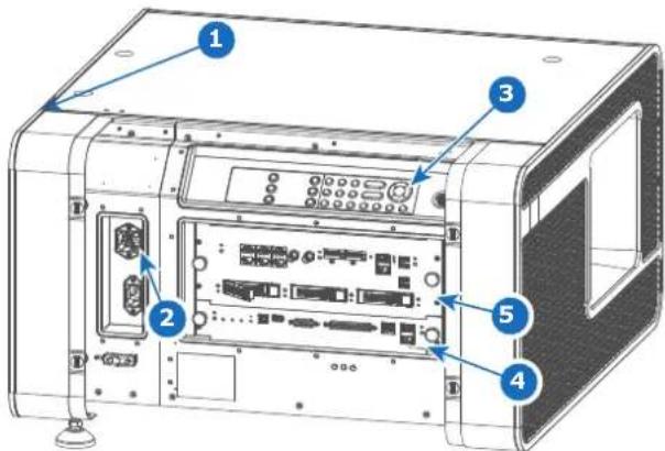 Diagram of a computer rack with numbered components for identification