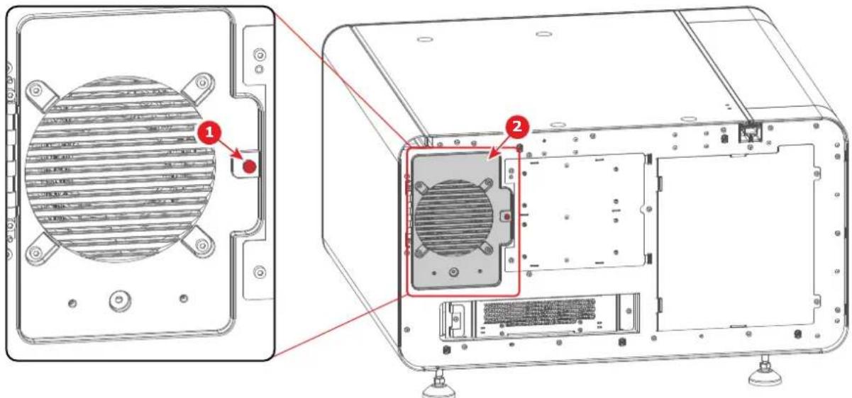 Technical diagram showing internal components of a device with numbered annotations indicating parts of each part.