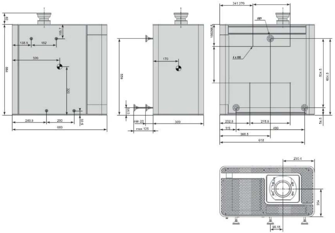 Barco DP2K-6E - A.3 Dimensions of the DP2K-E series projector - 1
