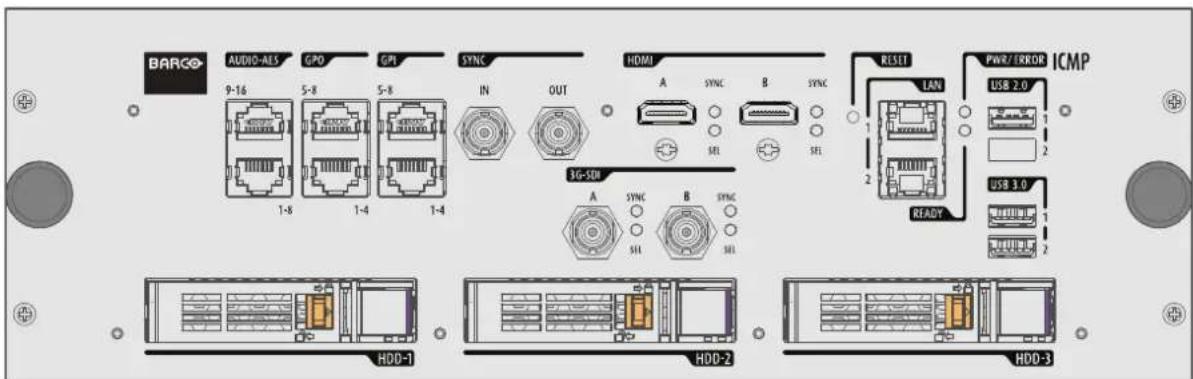 BARCO AUDIO-AES GPO GPL SYNC IN OUT HDMI A SYNC B SYNC 3G-SDI A SYNC B SYNC RESET LAN PWR/TRIOR ICMP USB 2.0 1 2 2 2 2 2 2 2 2 2 2 2 2 2 2 2 2 2 2 2 2 2 2 2 2 2 2 2 2 2 2 2 2 2 2 2 2 2 2 2 2 2 2 2 2 2 2 2 2 2 2 HDD-1 HDD-2 HDD-3