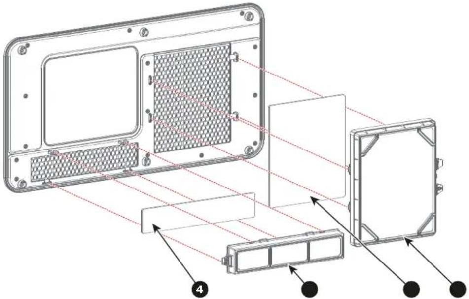 Technical diagram of a device's internal structure with labeled components and alignment lines