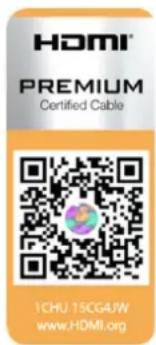 HDMI® PREMIUM Certified Cable 1CHU 15CG4JW www.HDMI.org