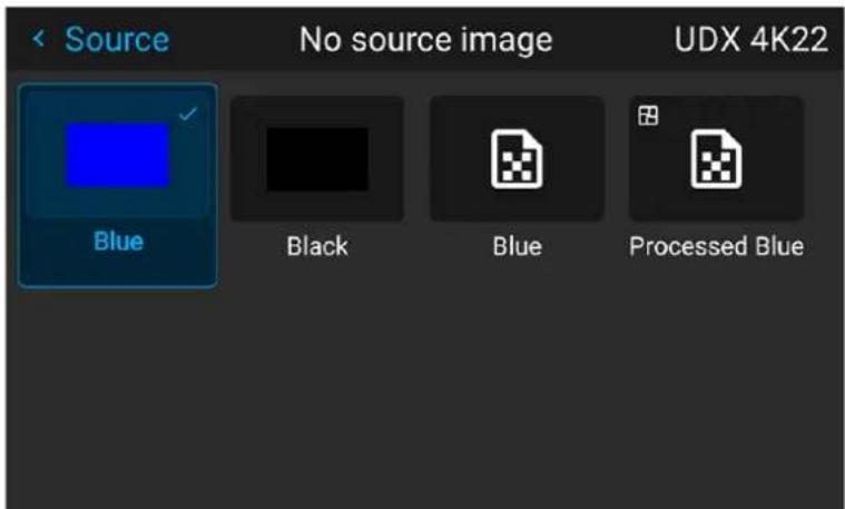 Source No source image UDX 4K22 Blue Black Blue Processed Blue