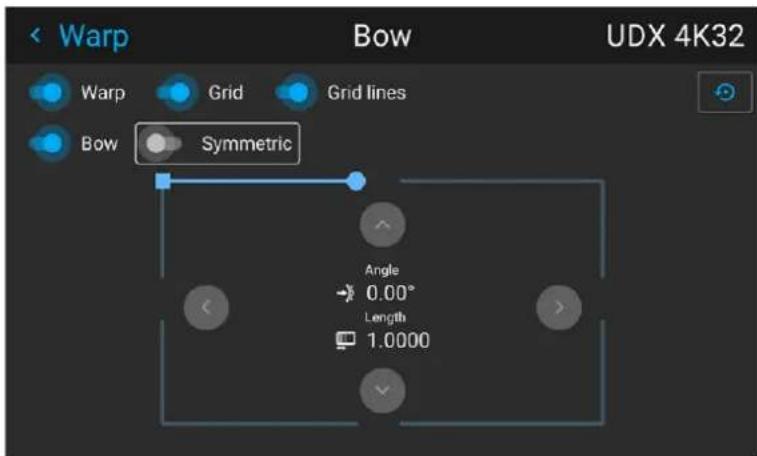 Warp Bow UDX 4K32 Warp Grid Grid lines Bow Symmetric Angle 0.00° Length 1.0000