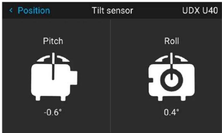 Position Tilt sensor UDX U40 Pitch -0.6° Roll 0.4°