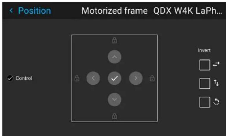 Position Motorized frame QDX W4K LaPh... ✓ Control Invert ✓ ✓ ✓