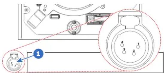Technical diagram showing a device with labeled components and a magnified inset highlighting a component with numbered parts.