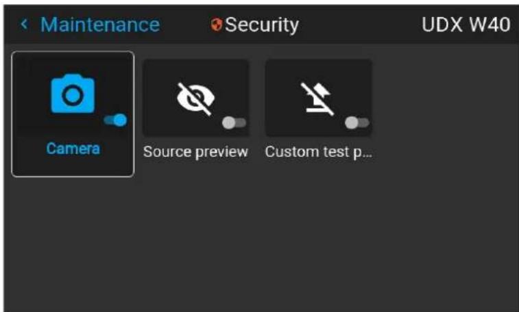 Maintenance Security UDX W40 Camera Source preview Custom test p...