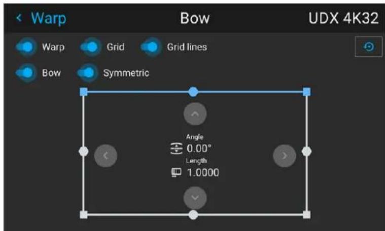 Warp Bow UDX 4K32 Warp Grid Grid lines Bow Symmetric Angle 0.00° Length 1.0000