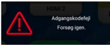 HDMI 2 Adgangskodefejl Forsøg igen.