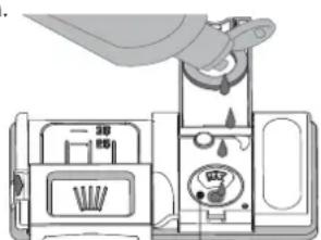 Diagram showing a hand inserting a device into a device with labeled parts and buttons, including a '30' button and '85' label.