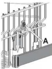 Technical diagram showing a mechanical assembly with labeled components A and B, likely from an engineering or manufacturing context.