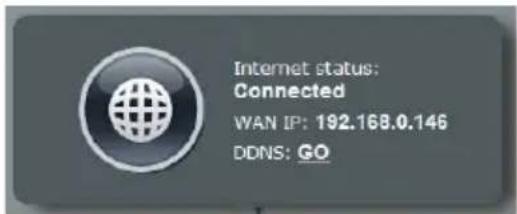 Internet status: Connected WAN IP: 192.168.0.146 DDNS: GO