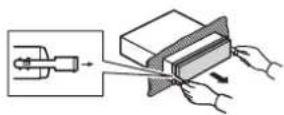PIONEER DEH-S1250UB - Insert the supplied extraction keys into both sides of the unit until they click into place. - 1