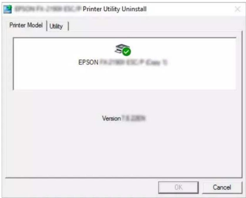 EPSON FX2198E ESC/P Printer Utility Uninstall Printer Model | Utility | EPSON FX2198E ESC/P Case 1 Version 7.0.200N OK Cancel