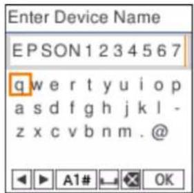 Enter Device Name EPSON1 234567 qwertyuiop asdfghjkl- zxcvbnm.@ A1# OK