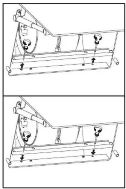 Technical line drawing of a mechanical assembly with two views (top and bottom) showing internal components and mounting points (no text or symbols)