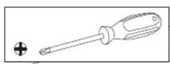 Line drawing of a screwdriver with a plus symbol (no text or labels)