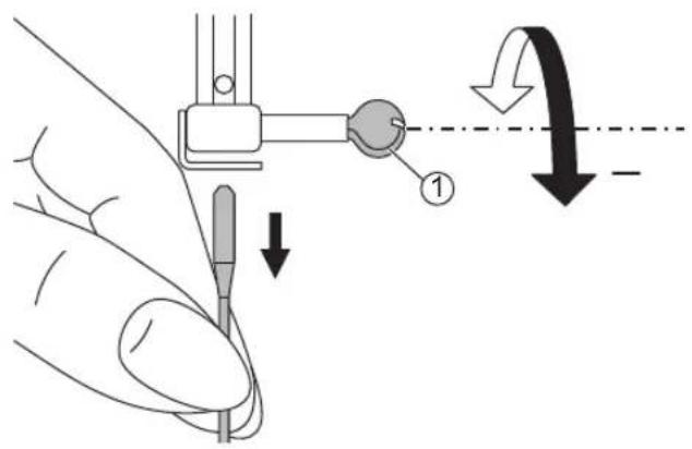 Diagram illustrating a medical procedure with labeled parts and directional arrows indicating movement or force.