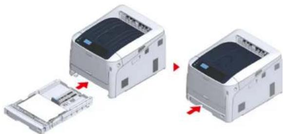 OKI C824dn - Return the paper cassette to the printer. - 1