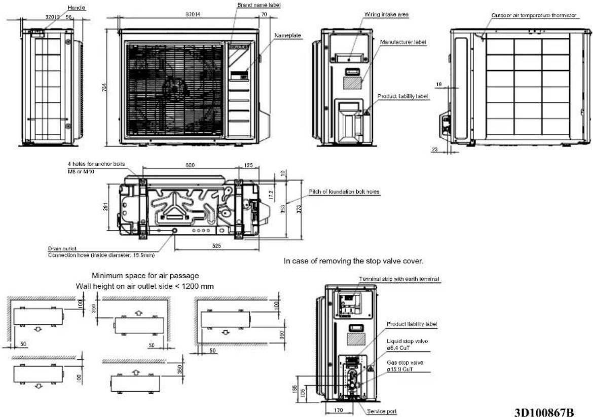 DAIKIN FTXM60M - - 1 Dimensional Drawings - 2