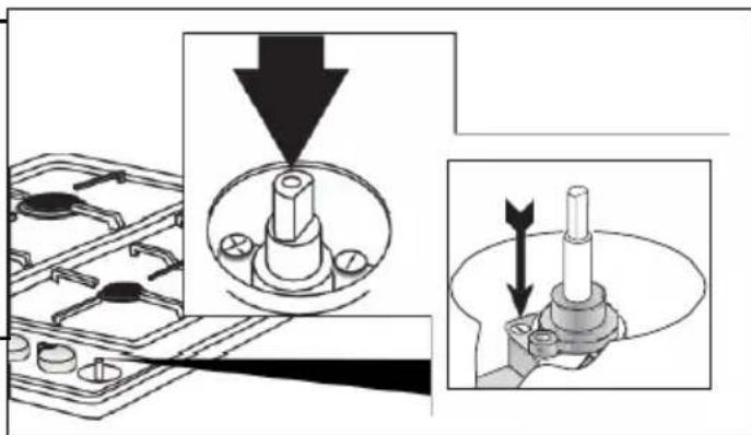 Technical diagram showing mechanical assembly steps with labeled components and directional arrows indicating motion or assembly.