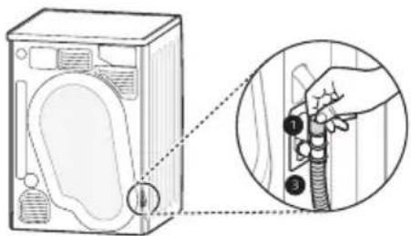 Diagram showing a hand inserting a cable into a refrigerator with labeled parts and an inset close-up highlighting the component.