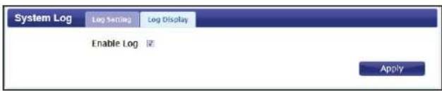 System Log Log Setting Log Display Enable Log ✓ Apply