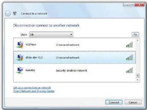 Connect to a network Disconnect or connect to another network Show All VoIPtest Unsecured network disk-derr-910 Unsecured network busday Security-enabled network Set up a connection or network Open Network and Sharing Center Connect Cancel